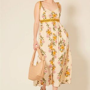 NWT Patrons of Peace Yellow Floral Maxi Dress